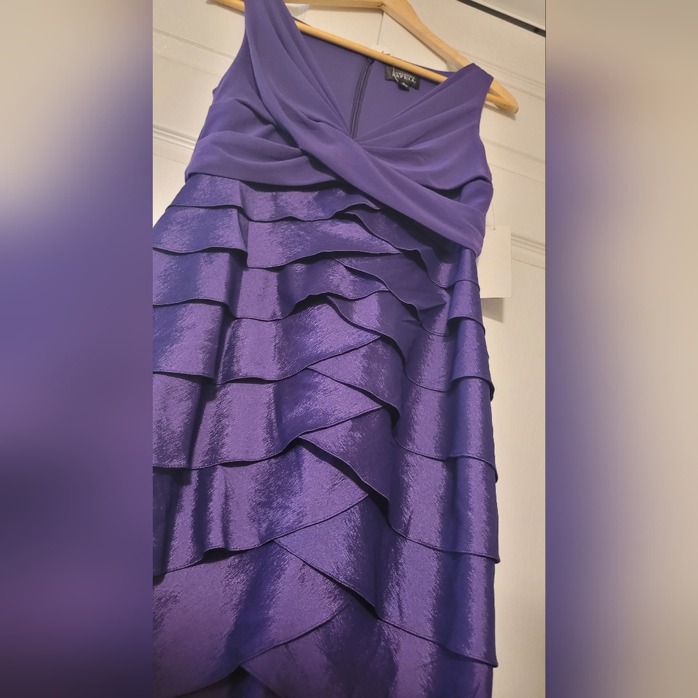 Purple Adrianna Papell Layered Ruffle Dress 4